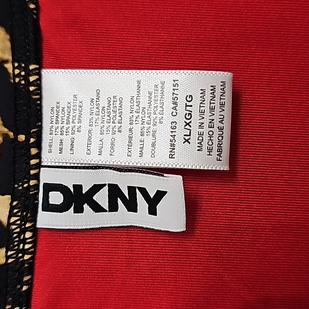 Nwt DKNY Animal Print Brown/Black 1 piece Pleated Front Detail Swimsuit - Picture 4 of 17